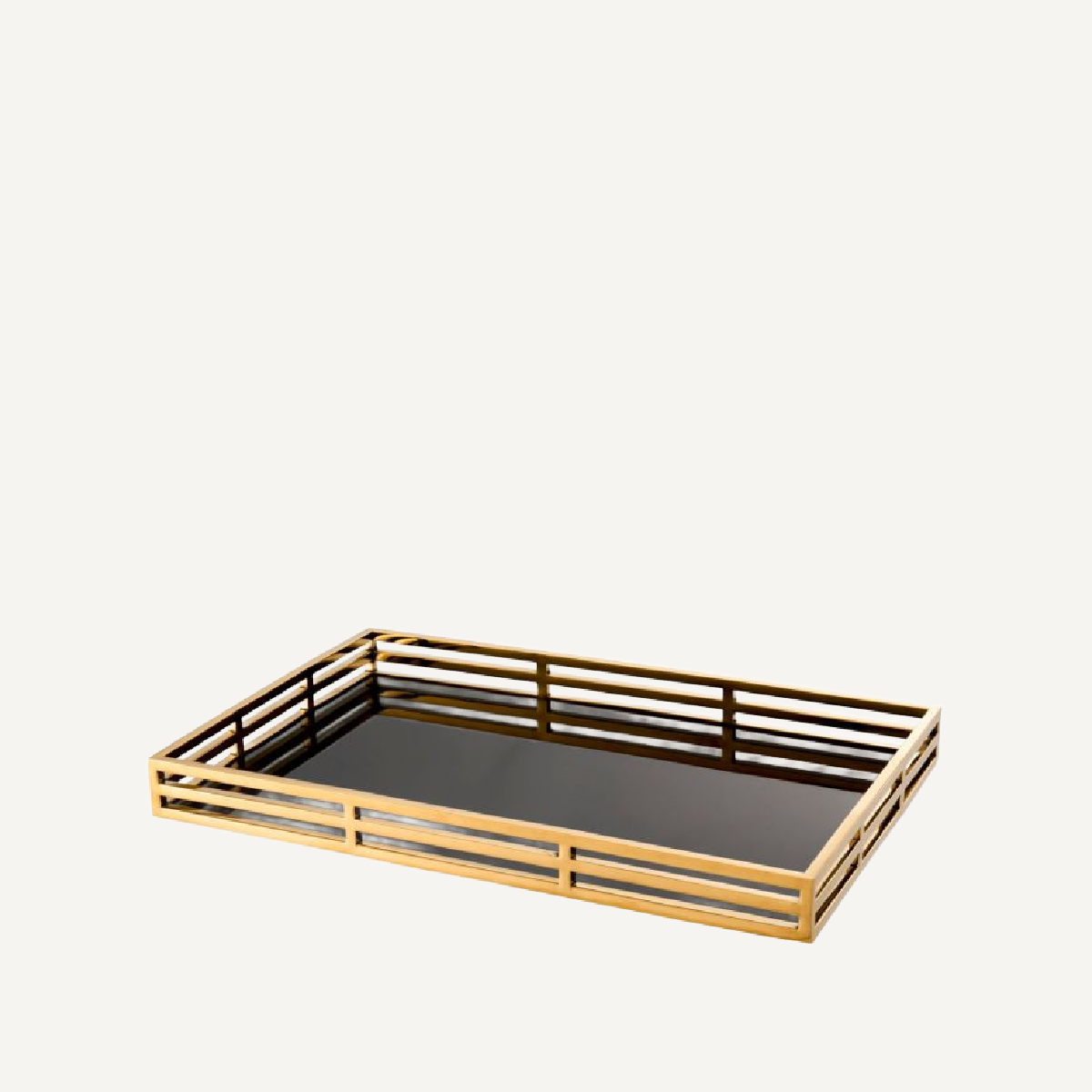 Plateau doré en verre noir