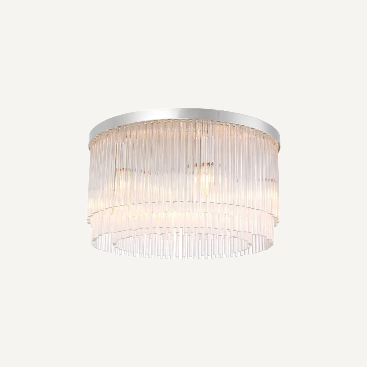 Plafonnier argenté en verre transparent