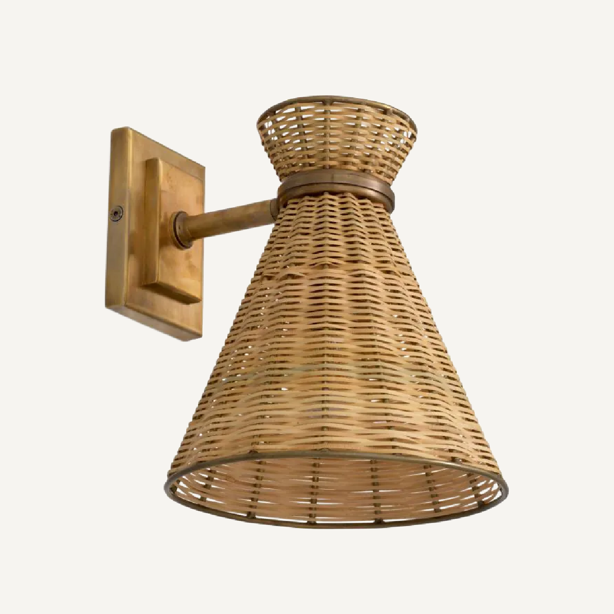 Applique murale dorée en rotin naturel Tiki