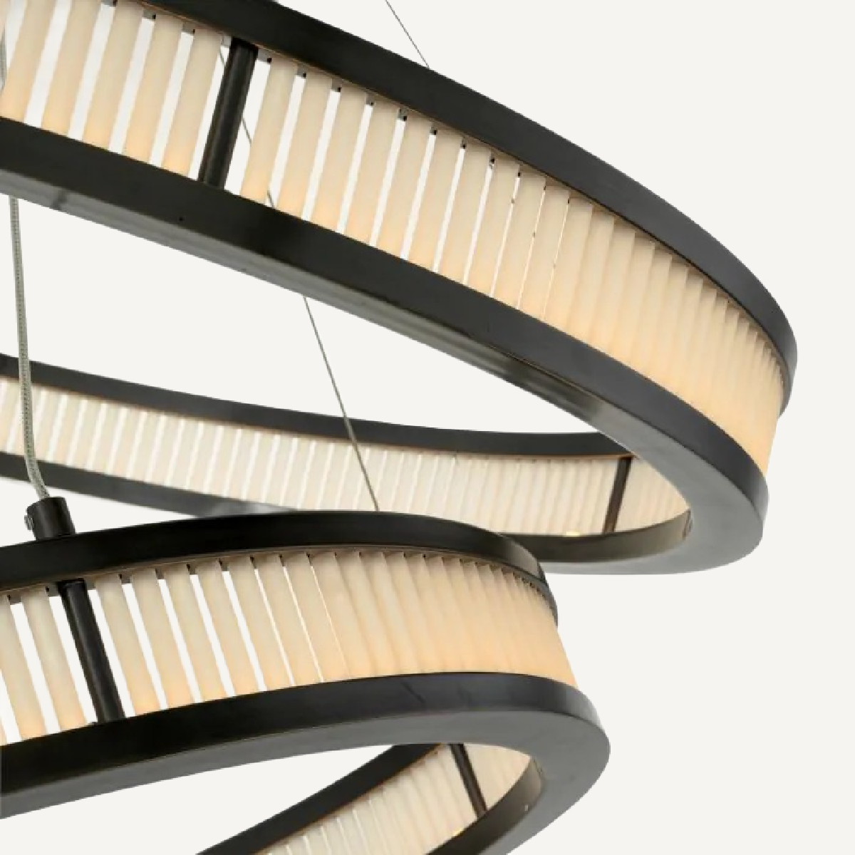Lustre en bronze et en verre mat Double