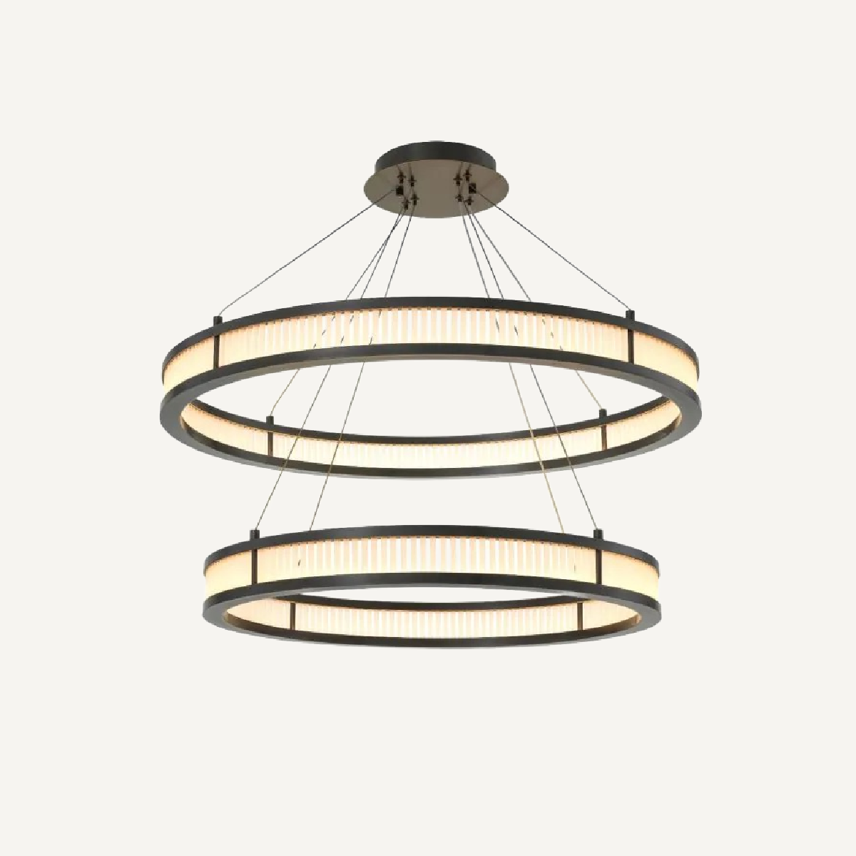 Lustre en bronze et en verre mat Double
