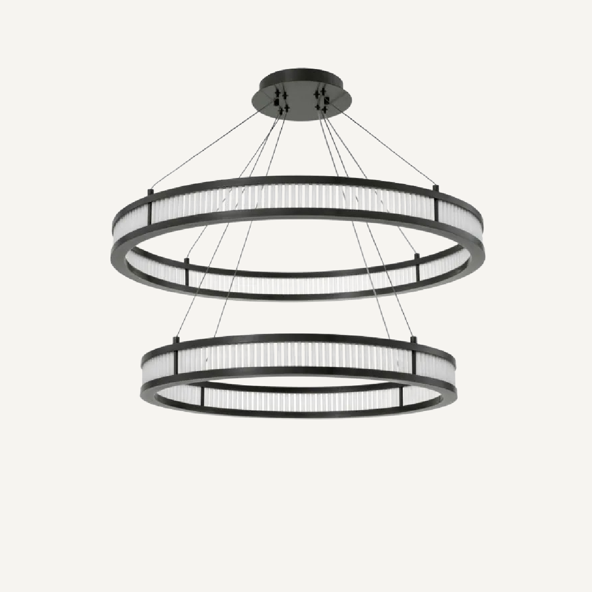 Lustre en bronze et en verre mat Double