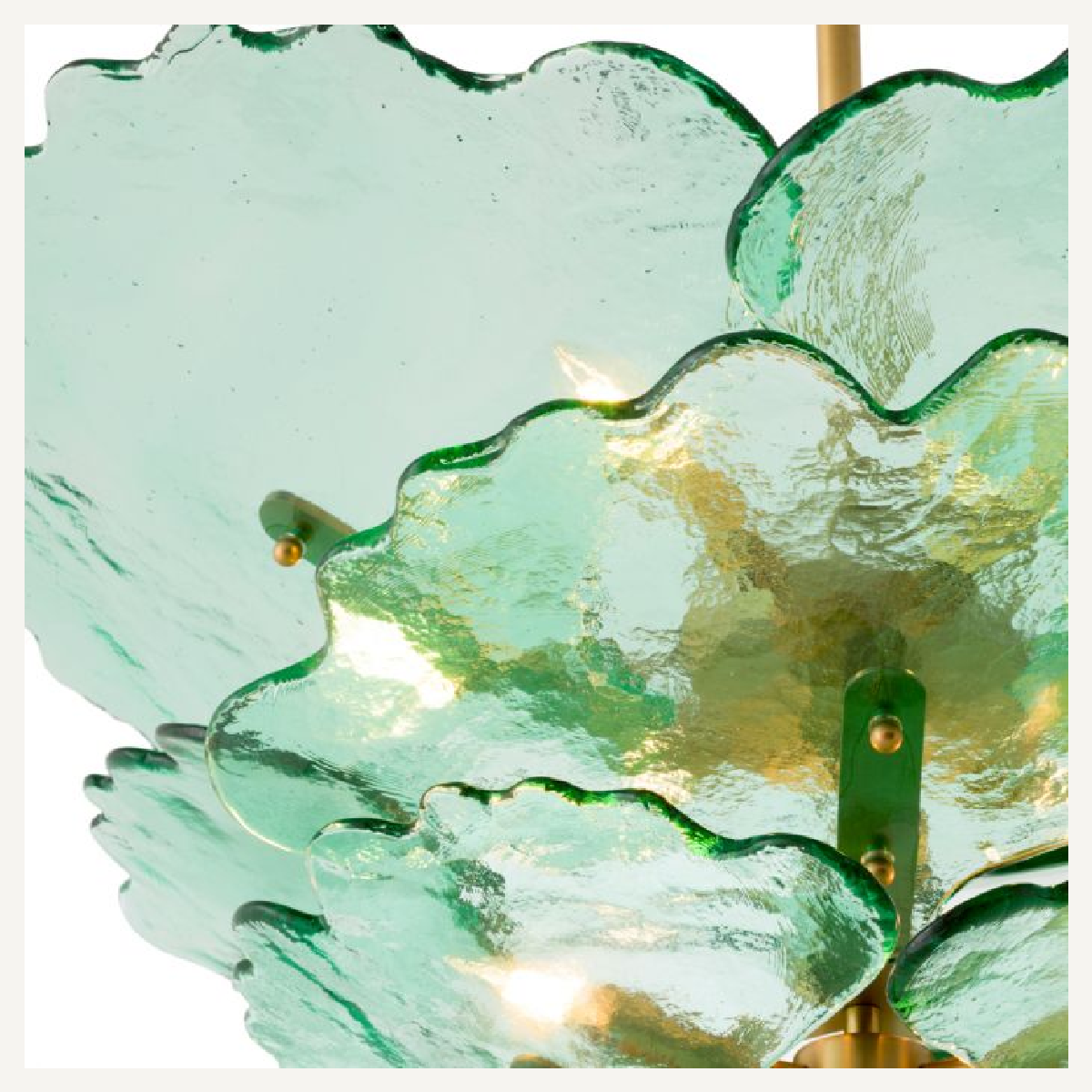 Lustre doré en verre transparent vert