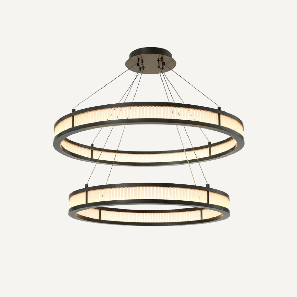 Lustre en bronze et en verre mat Double