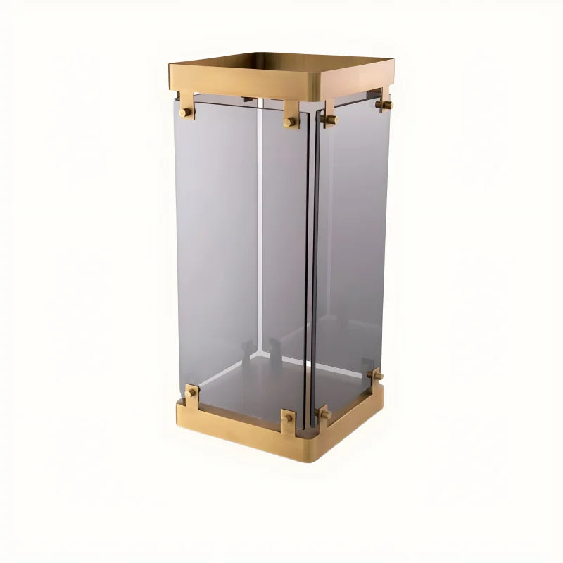 Porte-parapluie en laiton et verre fumé