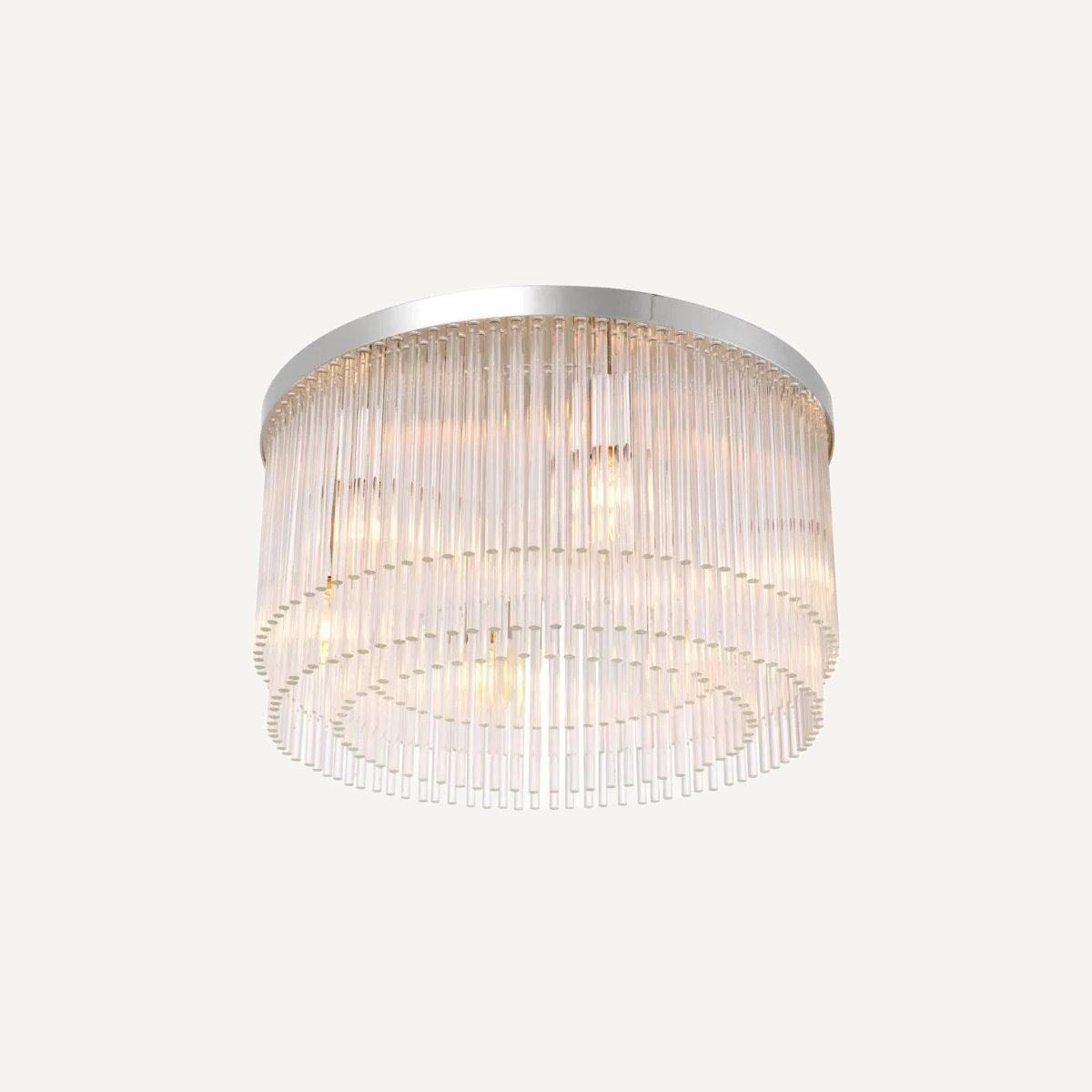 Plafonnier argenté en verre transparent