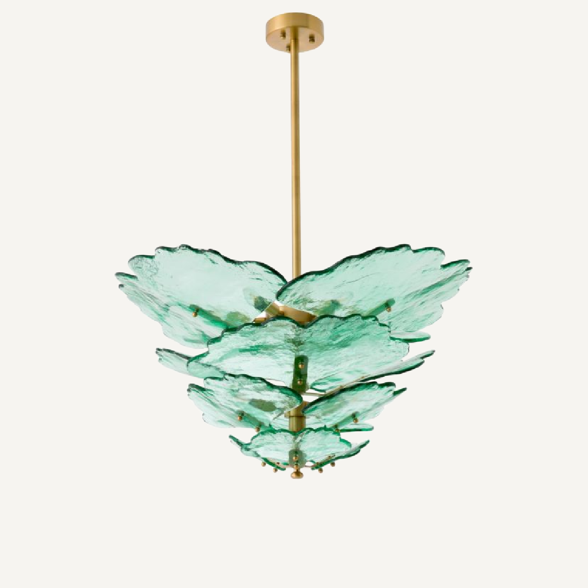 Lustre doré en verre transparent vert