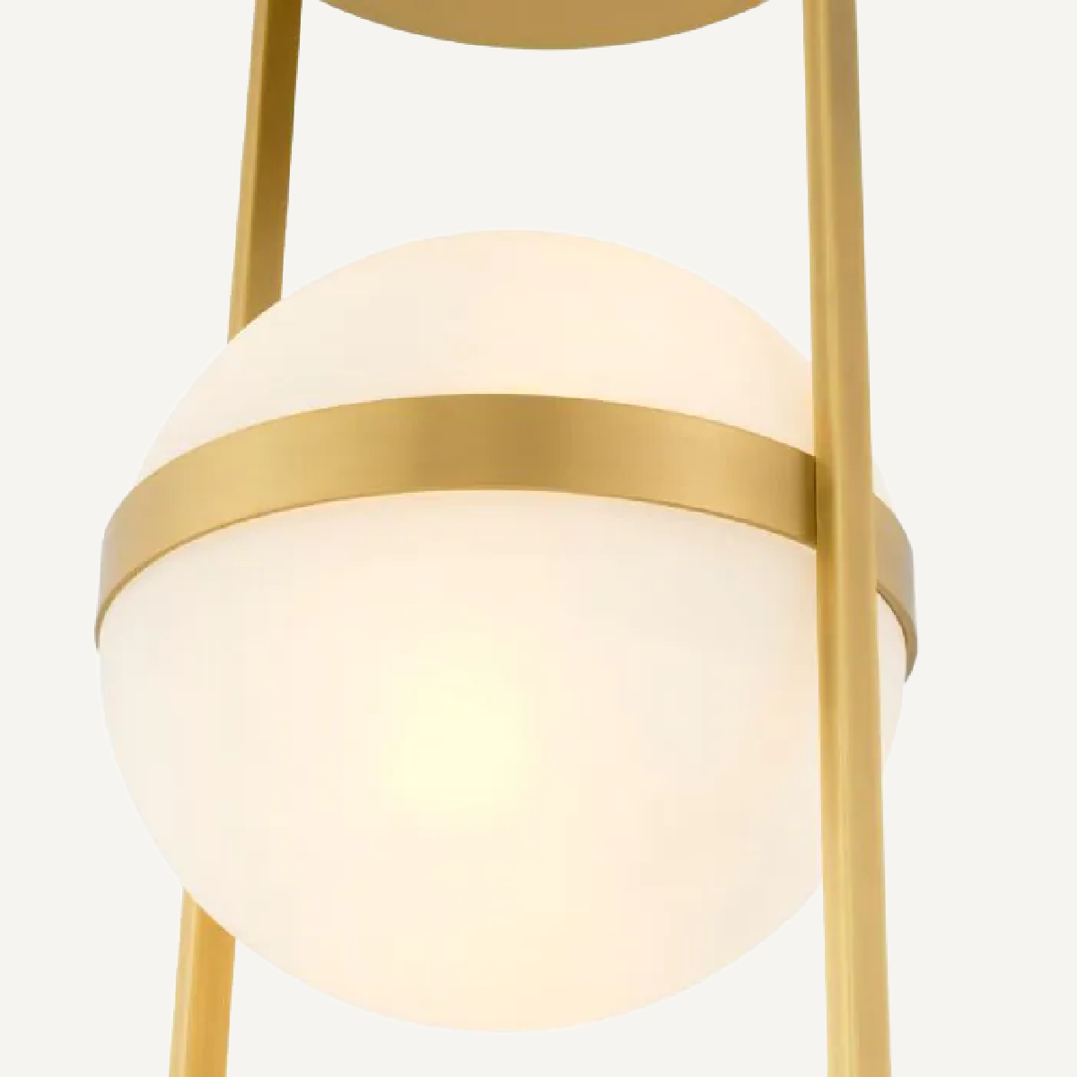 Plafonnier dorée en verre blanc