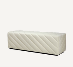 Cream Fabric Upholstered Storage Bench Seat Ottoman