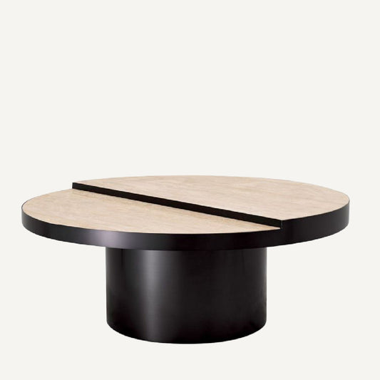 Table basse en bronze et travertin