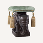 Pouf en bronze et velours vert