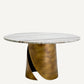 Table basse dorée en marbre blanc