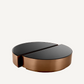 Table basse cuivrée en verre noir (lot de 2)