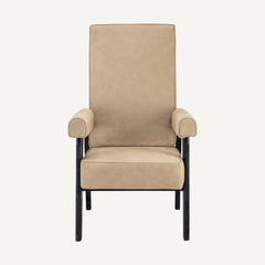 Beige High Back Nubuck Accent Chair Modern Upholstered Armchair for Living Room