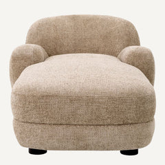 Sand Colored Fabric Oversized Armchair with Long Arms