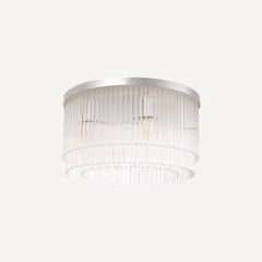 Silver Flush Mount Ceiling Light with Clear Glass Shade Modern Indoor Lighting Fixture