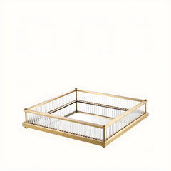 Square Brass Serving Tray Decorative Platter for Home Kitchen Tabletop Decor