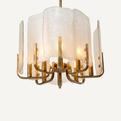 Gold Chandelier with Hand Blown Glass Shades Modern Ceiling Light Fixture