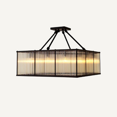 Square Bronze Flush Mount Ceiling Light Fixture