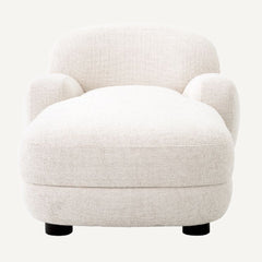 Off White Upholstered Fabric Lounge Chair Long Armchair Comfortable Modern Accent Seat