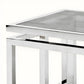 Table d'appoint argentée en verre fumé