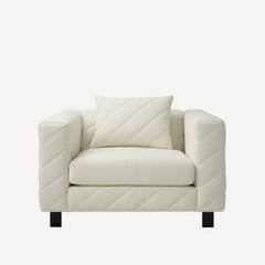 Cream Upholstered Fabric Armchair Cozy Living Room Accent Chair Comfortable Seat