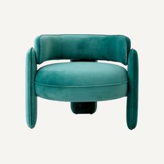 Turquoise Velvet Accent Chair Upholstered Modern Living Room Armchair