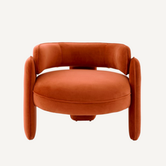 Orange Velvet Upholstered Accent Chair