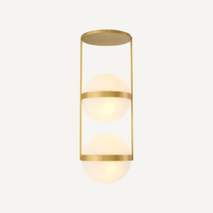 White Glass Ceiling Light Fixture with Gold Finish Modern Flush Mount Lighting
