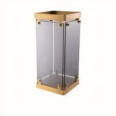Brass and Smoked Glass Umbrella Stand Holder Rack for Entryway and Office