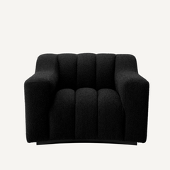 Black Boucle Lounge Chair Accent Seat Modern Upholstered Armchair