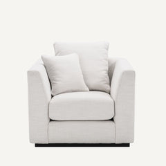 White Fabric Upholstered Armchair Cozy Living Room Accent Chair
