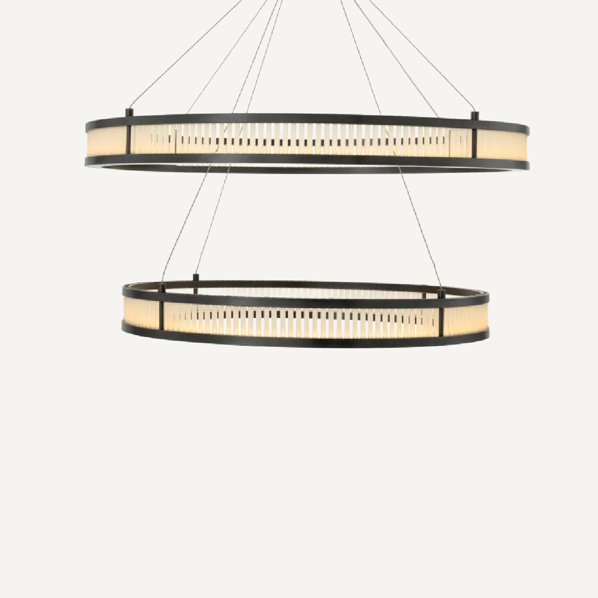 Lustre en bronze et en verre mat Double