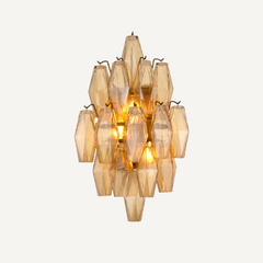 Amber Glass Wall Sconce Light Fixture with Gold Finish