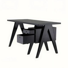 Black Wooden Desk with Natural Finish Modern Office Table