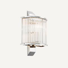 Silver Wall Sconce Light Fixture with Clear Glass Shade Modern Vanity Lighting